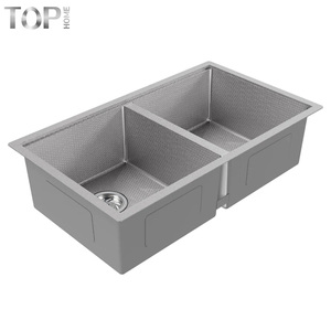 Lavello da <span class=keywords><strong>Cucina</strong></span> Moderno di Lusso a Doppia Vasca Sottopiano in Acciaio Inox 304 Fatto a Mano con Superficie Spazzolata per Uso Domestico e Commerciale - Product Image 4