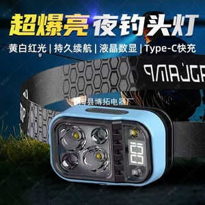 Linterna frontal LED recargable con pantalla digital para acampar al aire libre, correr, pescar, carga USB ligera - Product Image 3