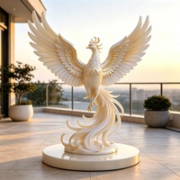 Grande sculpture de jardin moderne en fibre de verre personnalisée, oiseau Phénix, résistante à la corrosion, couleurs variées, statue d'extérieur, animal décoratif pour les fêtes