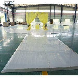 Panneau de piste de danse circulaire emboîtable blanc brillant pour mariage, piste de danse en bois portable - Product Image 1