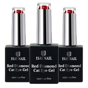 Vente en gros de vernis gel oeil de chat <span class=keywords><strong>DI</strong></span>-HEMA personnalisé nouveau design de vernis à <span class=keywords><strong>ongles</strong></span> sans TPO en diamant rouge réfléchissant volume de 15ml - Product Image 5