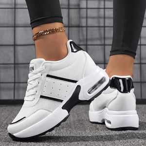 Chaussures décontractées à plateforme pour femmes, baskets compensées à talons hauts, rehaussantes, blanches, pour l'extérieur - Product Image 5