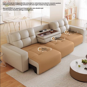 Canapé-lit électrique en <span class=keywords><strong>cuir</strong></span> véritable, style italien minimaliste, avec télécommande, canapé en <span class=keywords><strong>cuir</strong></span> rétractable - Product Image 2