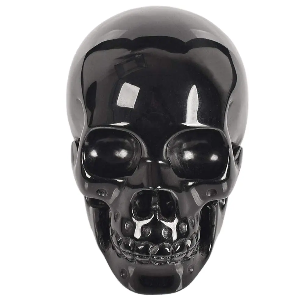 Wholesale Natural Healing Energy Gemstone Heads Crystal Black Obsidian Skulls For Fengshui Home Decoration Gifts