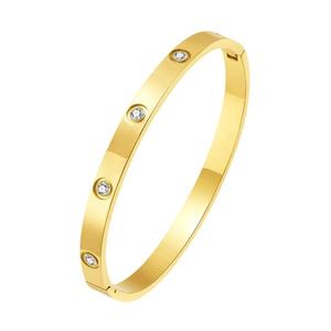 2025 BOYI Popular pulseras de diseñador de titanio 18K chapado <span class=keywords><strong>en</strong></span> oro de acero inoxidable diamante oro brazalete pulsera para niña - Product Image 5
