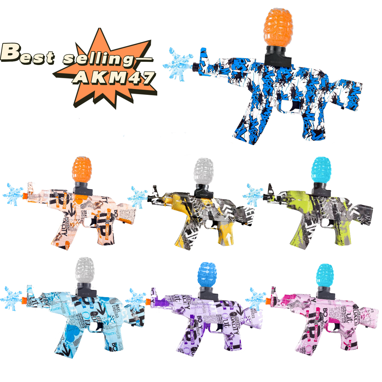 2022 Yoou электрическая перезаряжаемая гелевая пушка AKM 47 M4, водяной гелевый бластер с гелевыми бусинами