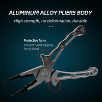 Pince de pêche en aluminium pour eau salée Multitool Pince à anneau fendu Pince de pêche pour enlever les hameçons et les tresses Pince de pêche avec gaine