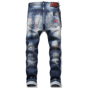 <span class=keywords><strong>Jeans</strong></span> Strappati di Alta Qualità per <span class=keywords><strong>Uomo</strong></span>, Design Personalizzato, Denim <span class=keywords><strong>Blu</strong></span> Medio Lavato - Product Image 2
