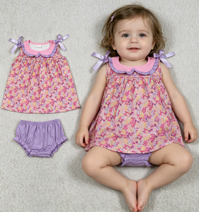 Conjunto de Ropa Casual de Verano para Bebés Niñas, 2 Piezas, Top sin Mangas con Estampado Floral y Pantalones Bombachos Lisos, Atuendos Bonitos - Product Image 1