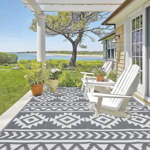 Tapis de patio imperméable en PVC et polypropylène, antidérapant, résistant aux taches, adapté aux animaux domestiques, tapis d'intérieur/extérieur, lavable - Product Image 3