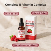 OEM Vitamin B12 Cair Bentuk Tetes Methylcobalamin B12 Cair Bentuk Tetes dengan B6 B1 Niacin Folate untuk Energi, Dukungan Otak dan Jantung