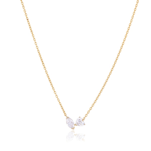 Collier ethnique en argent sterling 925 plaqué or avec pendentif en forme de cœur marquise serti de zircon et chaîne - Product Image 5