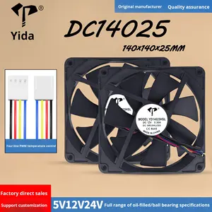 พัดลมเคสคอมพิวเตอร์ DC14025 แบบควบคุมอุณหภูมิด้วยระบบ PWM ขนาด 12V/24V ลูกปืนแบบ Ball <span class=keywords><strong>Bearing</strong></span> ขนาด 140 มม. ขายส่งจากผู้ผลิต - Product Image 3