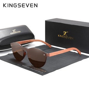 KINGSEVEN Unisex 5791 gafas de sol redondas hechas a mano aleación Natural Bubinga marco de madera polarizado para hombres y mujeres - Product Image 3
