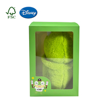 Boîte d'emballage personnalisée en carton ondulé pour jouets en peluche, style dossier, avec fenêtre, logo en relief, pelliculage brillant/mat, UV