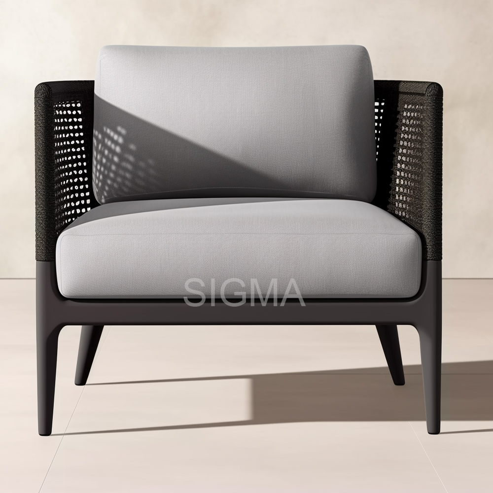 Factory Design Outdoor Rattan Wicker Chair Rope Dinning Chair Stackable Aluminum Patio Furniture Bistro Outdoor Garden Chair