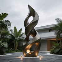 Grande sculpture en cuivre poli, style traditionnel Feng Shui, abstraite, pour intérieur/extérieur, taille personnalisable, statue de jardin, piscine