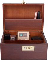 Grande boîte souvenir en bois de couleur vintage en bambou avec couvercle à charnière et étui décoratif laser et serrure à combinaison pour le stockage à domicile