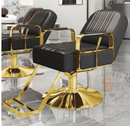 Fauteuil de barbier en cuir noir, fauteuil inclinable hydraulique, fauteuil de coiffure avec repose-pieds, mobilier de salon moderne - Product Image 2