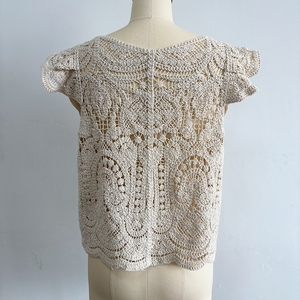 Personnalisé femmes décontracté printemps <span class=keywords><strong>Crochet</strong></span> dentelle Cardigan col en U couleur unie tricot haut court motif floral mignon filles pull <span class=keywords><strong>gilet</strong></span> - Product Image 3