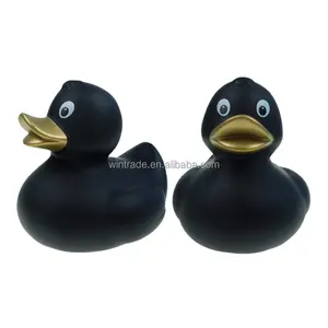 Rotocasting vinyl toy kids bath rubber black duck with golden beak