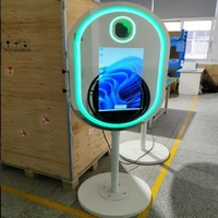 Cabina de Fotos con Espejo Ovalado de Moda, con Pantalla Táctil, Cámara e Impresora, Espejo Mágico para Selfies, para Fiestas de Cumpleaños