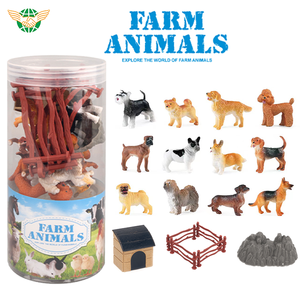 Nuevo modelo de juguetes para perros de <span class=keywords><strong>PVC</strong></span>, 12 Uds., varios perros y 1 <span class=keywords><strong>caseta</strong></span> de <span class=keywords><strong>perro</strong></span>, 1 Montaña y 4 vallas, juguetes pequeños simulados para perros para niños - Product Image 2