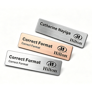 Metal Name Plate Employee Magnetic Name <b>Badge</b> Holders Waterproof Name Button <b>Badge</b> for Corporate Staff - Product Image 1