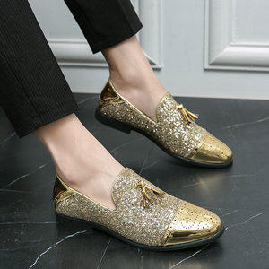 2026 Herren Spitze Goldene Leder-Splicing-Schuhe, Club-Lederschuhe, Formelle Schuhe mit Quasten für Hochzeiten und Partys - Product Image 4