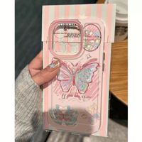 Étui de téléphone mignon pour fille avec motif de papillon rose pour iPhone 17 16 15 14 13 Pro Max 13 12 11 Pro XR XS MAX 7 8 Plus