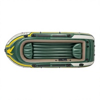 Perahu Karet Lipat INTEX 68351 Seahawk untuk 4 Orang, Set Perahu Pancing yang Stabil dengan Dayung dan Pompa untuk Berarung