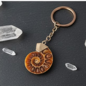 Porte-clés Fossile d'Ammonite de Madagascar, Demi-tranche Polie, Spécimen de Coquille de Nautilus, Cristal, Pendentif de Sac pour Cadeau Souvenir - Product Image 2