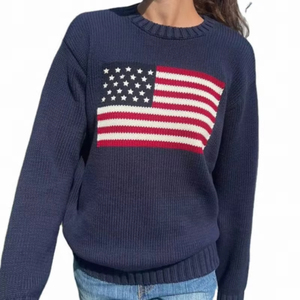 <span class=keywords><strong>Pull</strong></span> en tricot pour <span class=keywords><strong>femme</strong></span> avec logo personnalisé OEM, 100% coton, <span class=keywords><strong>drapeau</strong></span> américain, tricot jacquard d'hiver pour <span class=keywords><strong>femme</strong></span> - Product Image 1