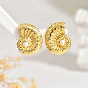 Pendientes de Concha, Estrella de Mar y Estrella de Mar Escultóricos para Mujer, de Acero Inoxidable, Geométricos Exagerados - Product Image 5