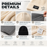 Bonnet en tricot doux à revers, en stock, vente en gros, 30 couleurs, logo personnalisé, chapeau d'hiver, expédition rapide, revendeur en gros