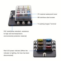 Boîtier de fusibles étanche 12V à 6 circuits ATC/ATO avec indicateur LED et couvercle étanche pour camions, bateaux, applications marines et VR 12V/24V