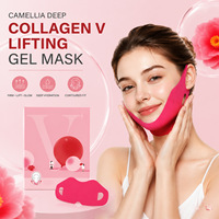 Masque facial en hydrogel au collagène CAMELLIA en forme de V, amincissant, anti-âge, nourrissant, hydratant, pour le modelage du visage en V, lifting du visage