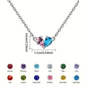 Collar con Colgante de Corazón con Doce Piedras de Nacimiento Independientes en Latón con Diseño de Amor y Elementos de Diamantes - Gran Venta - Product Image 6