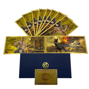 Carte personnalisée Jurassic-World plaquée or Billet <span class=keywords><strong>de</strong></span> <span class=keywords><strong>banque</strong></span> Dinosaure Tiranosaure Rex Feuille d'or en plastique - Product Image 4