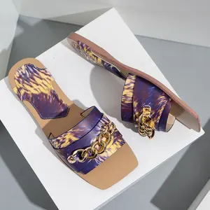 2022 새로운 국가 스타일 플랫 바닥 보헤미아 다채로운 로마 대형 40-43 여름 샌들 슬리퍼 슬라이드 신발
