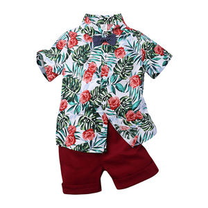 Conjuntos de Ropa para Niños al por Mayor, Camisa Floral y Pantalones Cortos para Niños, Traje de 2 Piezas para el Verano - Product Image 5