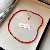 Collier ras du cou en pierre naturelle, perles d'agate rouge faites à la main, fermoir en acier inoxydable, design simple et élégant, bijoux de mode pour femmes