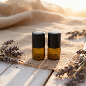 1Ml Chai Hình Ống Nước Hoa Tinh Dầu Thủy Tinh Màu Hổ Phách Nhỏ Với Con Lăn Kim Loại Và Nắp Lăn Màu Đen - Product Image 2