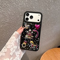 Coque de téléphone en TPU rose cœur scintillant avec époxy, design coréen tendance, vente en gros, pour iPhone 17 Pro Max, 16, 15, 14, 13