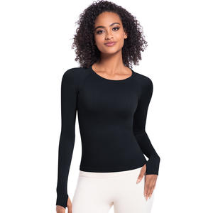 RUIQUWIN Veste de sport légère sans couture en élasthanne/nylon pour femme Vêtements de yoga à haute élasticité Manches longues Respirant - Product Image 3