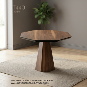 Modern Octagonal Conference <b>Table</b> Walnut Veneered MDF Pedestal Dining <b>Table</b> for <b>Office</b> Boardroom 4-Seater - Product Image 3