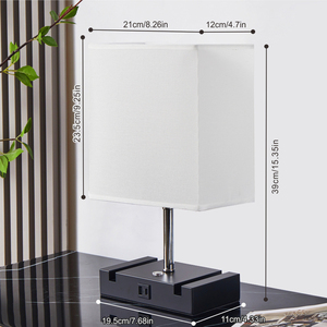 <span class=keywords><strong>Lampe</strong></span> de table moderne à interrupteur tactile en fer, à intensité variable, avec deux supports pour téléphone, ports de charge USB-A et USB-C, batterie rechargeable, LED blanc chaud - Product Image 2
