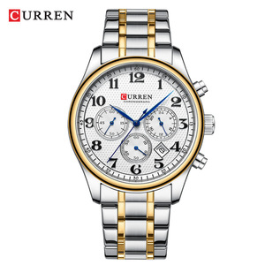 Reloj CURREN 8466 para Hombre, de Negocios, de Acero Inoxidable, de Cuarzo, con Calendario, Cronógrafo, Resistente al Agua, con Correa de Cuero - Product Image 5