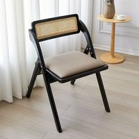 Chaise de salle à manger moderne en bois massif, pliable, avec assise imitation rotin, sans accoudoirs, avec dossier, pour hôtel et restaurant (vente en gros)