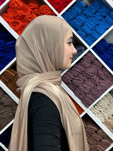 Nieuwste pure organza zijden sjaals shawls crepe kreukel glimmende hijab's lichtgewicht herfstcollectie voor moslims - Product Image 2